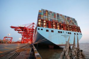 The Maersk's Triple-E giant container ship Maersk Majestic, one of the world's largest container ships, is seen at the Yangshan Deep Water Port, part of the Shanghai Free Trade Zone, in Shanghai