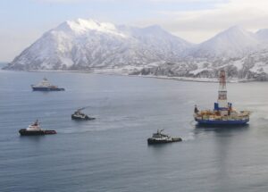 Coast Guard conducts overflight of Kulluk tow in Kiliuda Bay, Alaska