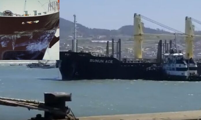 Bulk carrier collided with pier