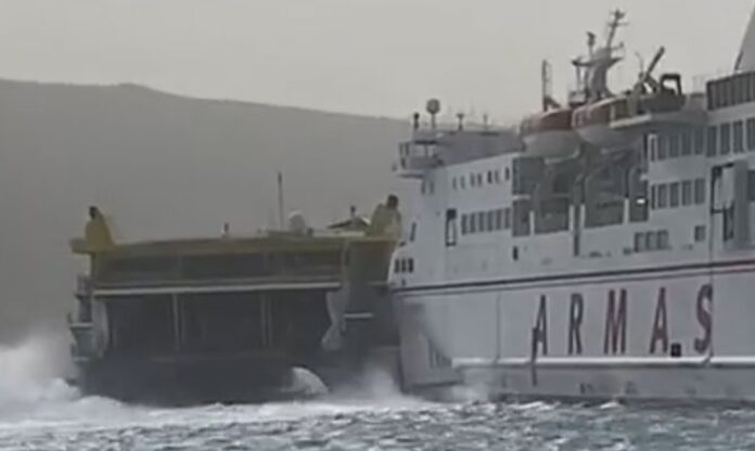 Ferries collision in Canaries water