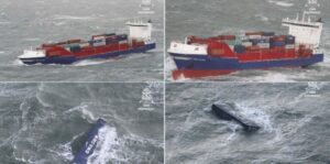 Container ship lost cargo due to storm off the coast of the Netherlands